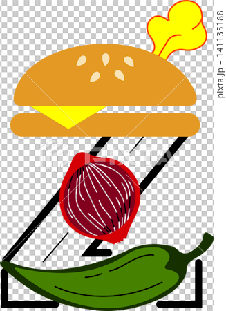 Creative letter Z burger logo featuring a bun onion and green chili pepper for a restaurant Creative letter Z burger logo featuring a bun onion and green chili pepper for a restaurant 141135188