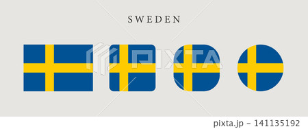Sweden national flag set in original proportion and different shapes styles. Official Swedish symbol vector collection Sweden national flag set in original proportion and different shapes styles. Official Swedish symbol vector collection 141135192