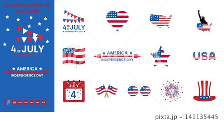 Independence Day USA icon set with flag, fireworks, stars, liberty symbols and patriotic celebration elements modern vector collection Independence Day USA icon set with flag, fireworks, stars, liberty symbols and patriotic celebration elements modern vector collection 141135445