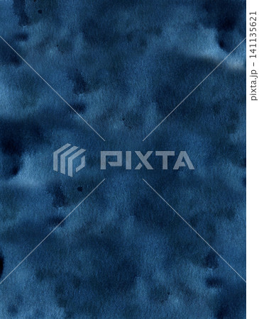 Abstract watercolor stain background. Dark blue hand drawn texture painting vertical template. Brush strokes gradient art with splashes for decoration card, winter night, packaging design, book cover Abstract watercolor stain background. Dark blue hand drawn texture painting vertical template. Brush strokes gradient art with splashes for decoration card, winter night, packaging design, book cover 141135621