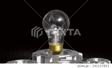 Innovative Light Bulb And Engineering Gear Concept 3d render. 141137851
