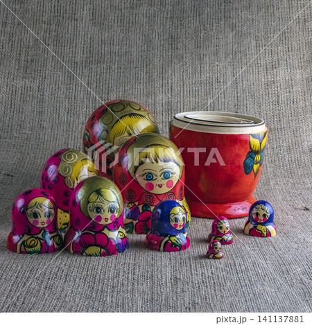 Traditional Wooden Nesting Dolls with Hand Painted Floral Decoration Traditional Wooden Nesting Dolls with Hand Painted Floral Decoration 141137881