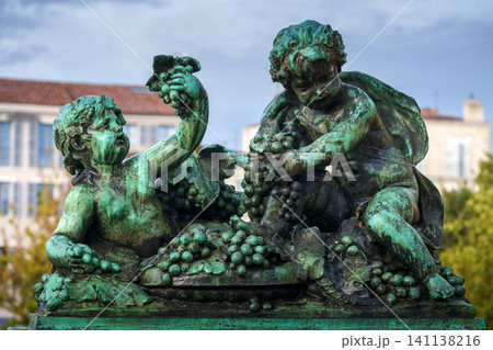 MARSEILLE, FRANCE - 10 Nov 2018 - Stairs decoration near the Saint Charles train station in Marseille MARSEILLE, FRANCE - 10 Nov 2018 - Stairs decoration near the Saint Charles train station in Marseille 141138216