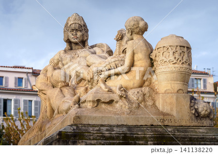 MARSEILLE, FRANCE - 10 Nov 2018 - Stairs decoration near the Saint Charles train station in Marseille MARSEILLE, FRANCE - 10 Nov 2018 - Stairs decoration near the Saint Charles train station in Marseille 141138220