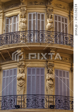 Traditional French Haussmann architecture and residential building in Marseille, France.	 141138234