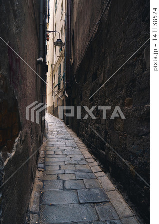 GENOA, ITALY - NOVEMBER 04, 2018 - Narrow streets of the old city 141138524