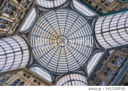 NAPLES, ITALY - 05 NOVEMBER, 2018 - Galleria Umberto I, a public shopping gallery in Napoli and its interiors NAPLES, ITALY - 05 NOVEMBER, 2018 - Galleria Umberto I, a public shopping gallery in Napoli and its interiors 141138558