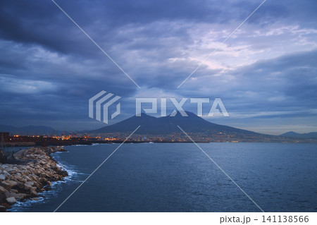 View of Mount Vesuvio volcano, and the bay in Naples, Italy View of Mount Vesuvio volcano, and the bay in Naples, Italy 141138566