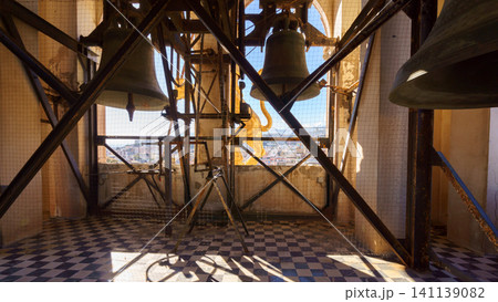 MESSINA, ITALY - NOVEMBER 06, 2018 - Decorations and interior golden elements of the Bell Tower of the Cathedral of Messina, Sicily MESSINA, ITALY - NOVEMBER 06, 2018 - Decorations and interior golden elements of the Bell Tower of the Cathedral of Messina, Sicily 141139082