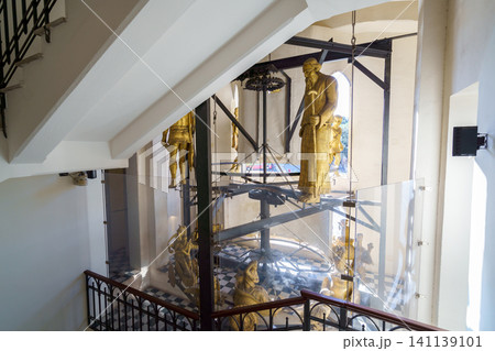 MESSINA, ITALY - NOVEMBER 06, 2018 - Decorations and interior golden elements of the Bell Tower of the Cathedral of Messina, Sicily 141139101