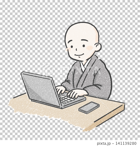 事務作業をするお坊さん 事務作業をするお坊さん 141139280