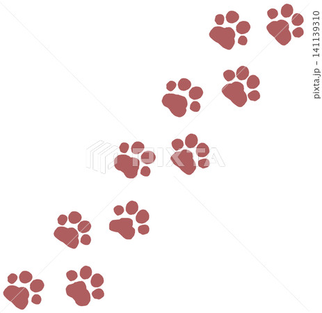 猫や犬のペットが散歩して残った足跡の肉球イラスト 猫や犬のペットが散歩して残った足跡の肉球イラスト 141139310