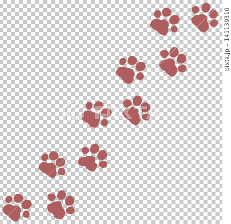 猫や犬のペットが散歩して残った足跡の肉球イラスト 猫や犬のペットが散歩して残った足跡の肉球イラスト 141139310