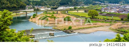 大洲城からの眺め パノラマ【愛媛県大洲市】 大洲城からの眺め パノラマ【愛媛県大洲市】 141140126