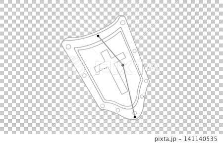 たて座のモノクローム線画イラスト(盾の絵と星座線) たて座のモノクローム線画イラスト(盾の絵と星座線) 141140535