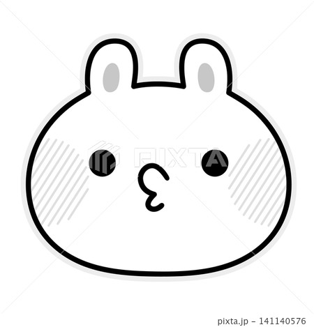 口をすぼめたモノクロうさぎのかわいいイラスト 口をすぼめたモノクロうさぎのかわいいイラスト 141140576