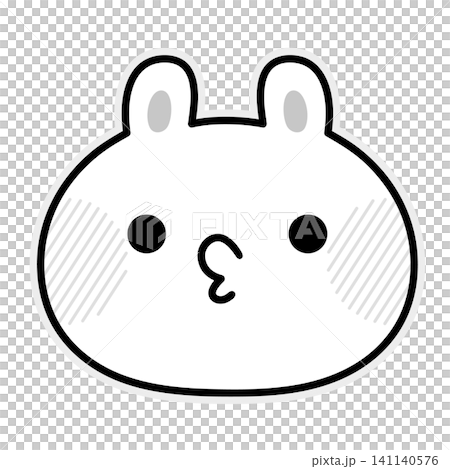 口をすぼめたモノクロうさぎのかわいいイラスト 口をすぼめたモノクロうさぎのかわいいイラスト 141140576