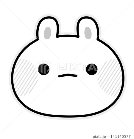 スンッとしたモノクロうさぎのかわいいイラスト スンッとしたモノクロうさぎのかわいいイラスト 141140577