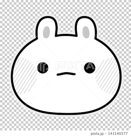 スンッとしたモノクロうさぎのかわいいイラスト スンッとしたモノクロうさぎのかわいいイラスト 141140577