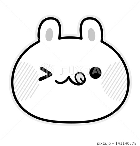 テヘペロ顔のモノクロうさぎのかわいいイラスト テヘペロ顔のモノクロうさぎのかわいいイラスト 141140578