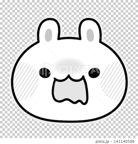 一幅可愛的黑白插畫，描繪了一隻受驚的兔子。 141140586