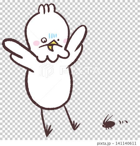 一幅白鳥被蟑螂驚嚇的插圖。 141140611