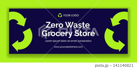 Social Media Cover for Zero Waste Grocery Store Flat Cartoon Background Illustration 141140821