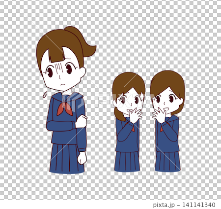 An illustration of a female student being talked about behind her back. An illustration of a female student being talked about behind her back. 141141340