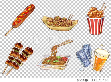 Summer festival / Fair / Food stalls / Classic / Food / Illustration materials Summer festival / Fair / Food stalls / Classic / Food / Illustration materials 141141448