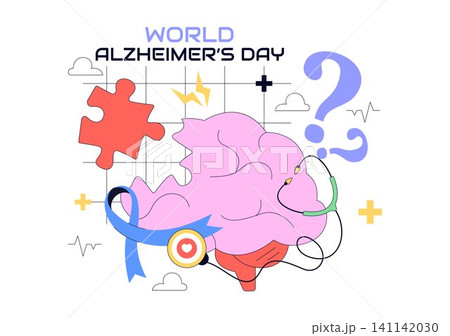 World Alzheimer's Day Illustration Featuring Brain Health Awareness, Purple Ribbon, Memory Loss, Dementia Prevention, and Neurological Care Support World Alzheimer's Day Illustration Featuring Brain Health Awareness, Purple Ribbon, Memory Loss, Dementia Prevention, and Neurological Care Support 141142030