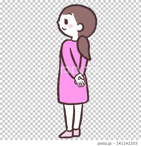 一位女性斜向後看的插圖。 141142203