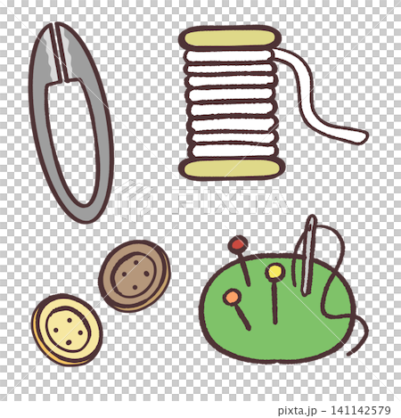 Sewing Tools Illustration Set Sewing Tools Illustration Set 141142579