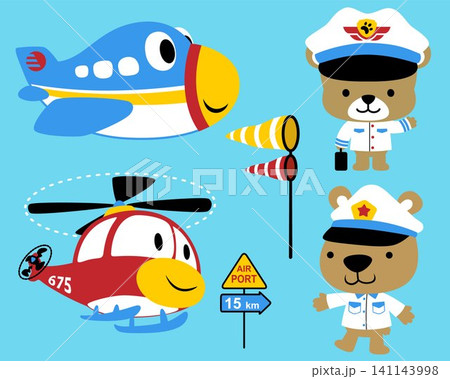 Vector set cartoon of air transportation with cute teddy bear pilot Vector set cartoon of air transportation with cute teddy bear pilot 141143998