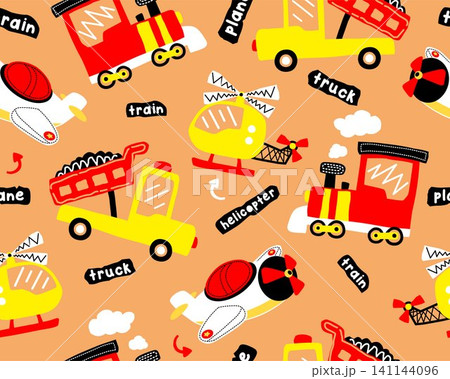 Seamless pattern vector of hand drawn transportation vehicles cartoon Seamless pattern vector of hand drawn transportation vehicles cartoon 141144096