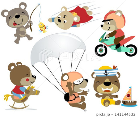 Vector set cartoon of cute bear in different activity 141144532