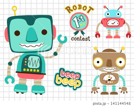 Vector set of funny robots cartoon Vector set of funny robots cartoon 141144548