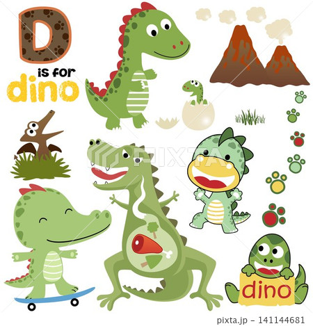 Vector set of dinosaurs cartoon in different activity Vector set of dinosaurs cartoon in different activity 141144681