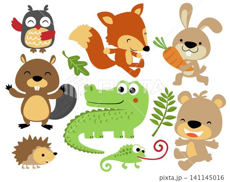 vector set of cute animals cartoon in different activity 141145016