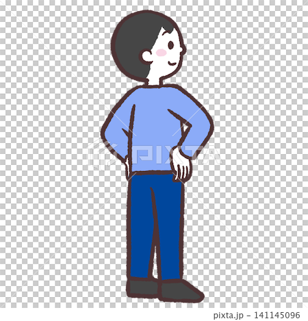 人物斜向後方的插圖。 141145096