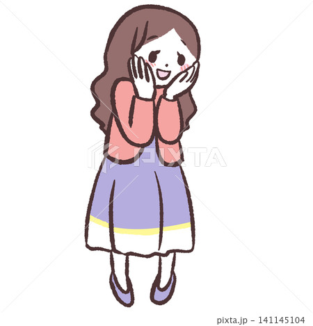 赤面する女性のイラスト 赤面する女性のイラスト 141145104