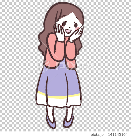 赤面する女性のイラスト 赤面する女性のイラスト 141145104