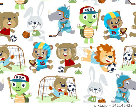 seamless pattern with animals sport cartoon seamless pattern with animals sport cartoon 141145428
