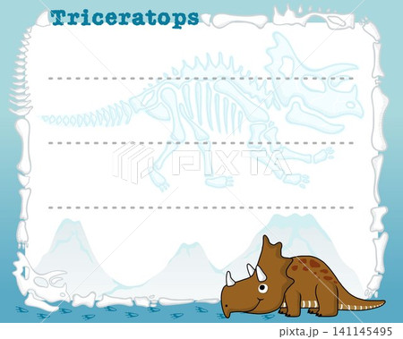 frame border of dinosaur cartoon for kids party invitation card template 141145495