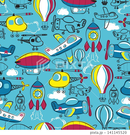 seamless pattern vector of hand drawn air transport cartoon seamless pattern vector of hand drawn air transport cartoon 141145520