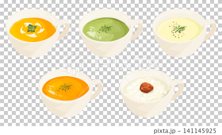 カップスープセット(かぼちゃ/にんじん/ほうれん草のポタージュ・ビシソワーズ・梅粥) 141145925