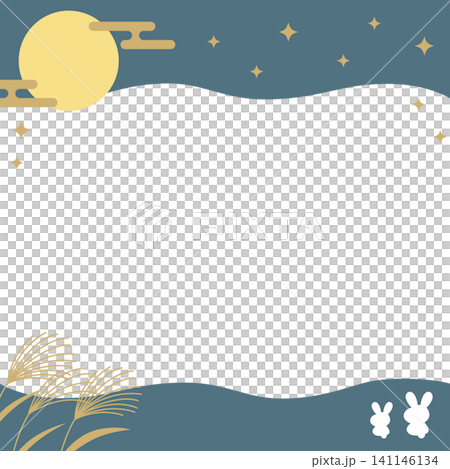 賞月(十五夜)相框,扁平化設計,透明背景,方形 賞月(十五夜)相框,扁平化設計,透明背景,方形 141146134