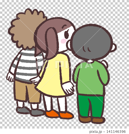 並んでいる子供達の後ろ姿のイラスト 並んでいる子供達の後ろ姿のイラスト 141146396