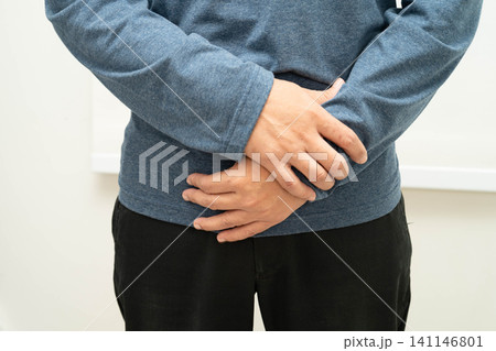Hernia, Asian man stomach ache, abdominal pain and urology problem health. Hernia, Asian man stomach ache, abdominal pain and urology problem health. 141146801