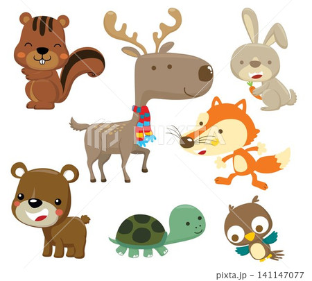 Vector illustration of cartoon funny animals in different poses Vector illustration of cartoon funny animals in different poses 141147077