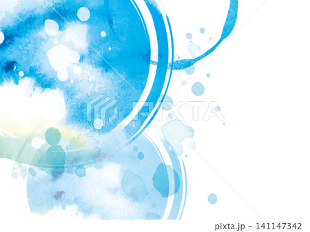 水彩画　水の波紋丸背景イラスト 141147342